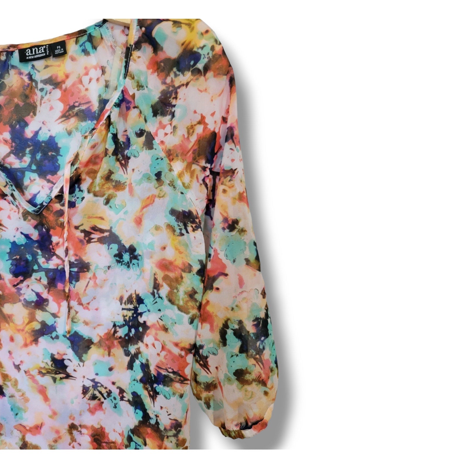 A New Approach Petite Multicolor Semi-Sheer Blouse – Size Small