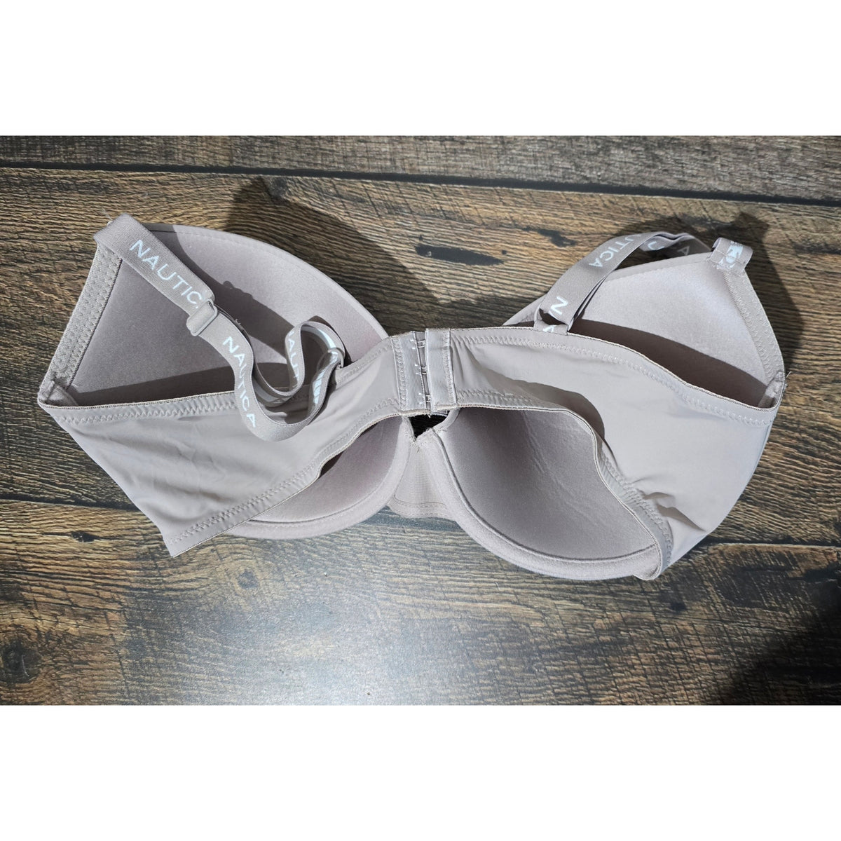 Nautica Intimates T-Shirt Bra 40DD beige Underwire Padded Logo Straps