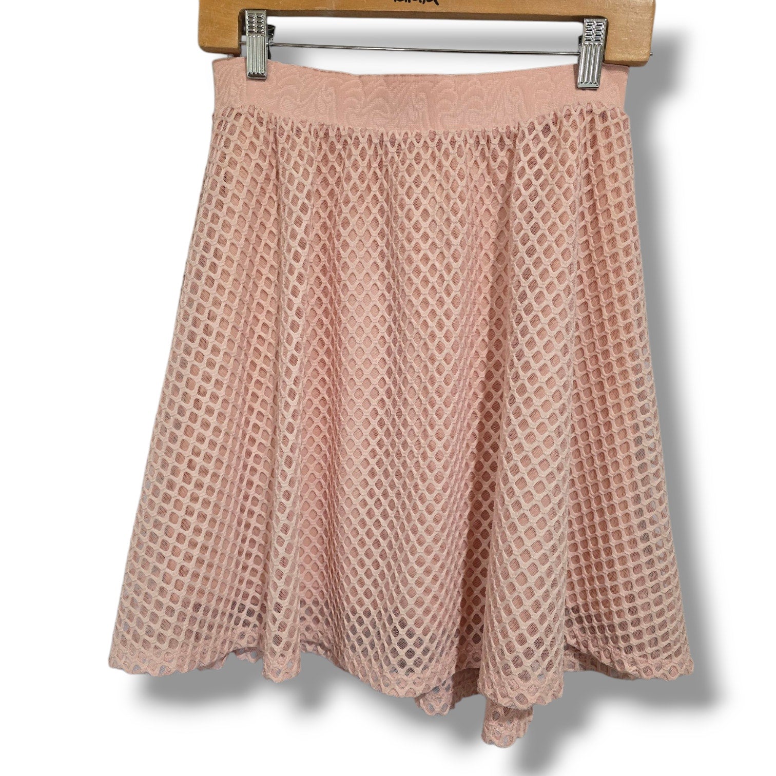 Metro Wear Dusty Pink Crochet Lace Skater Skirt Petite Small Feminine Flowy