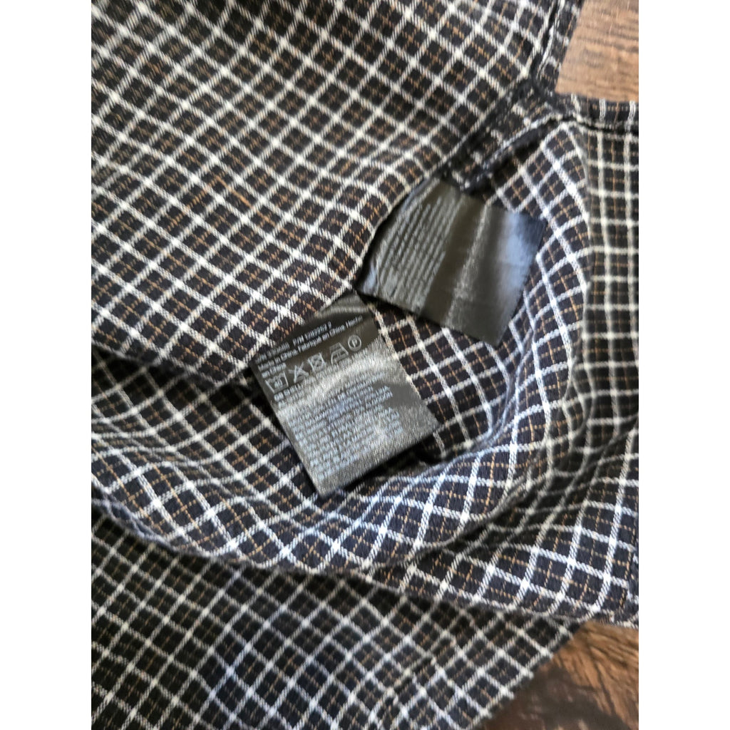 H&M Relaxed Fit Black & White Windowpane Linen-Blend Shirt – Large