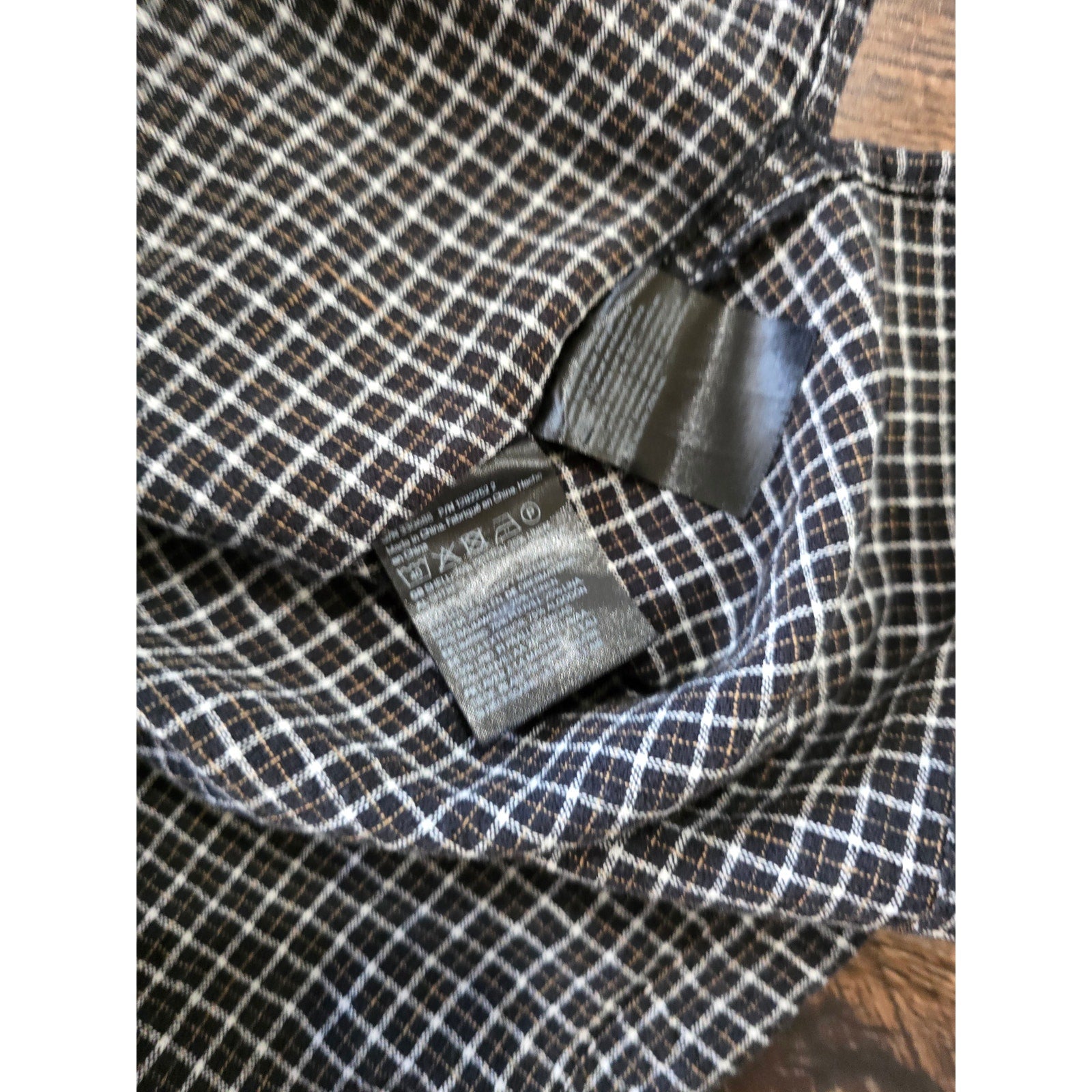 H&M Relaxed Fit Black & White Windowpane Linen-Blend Shirt – Large