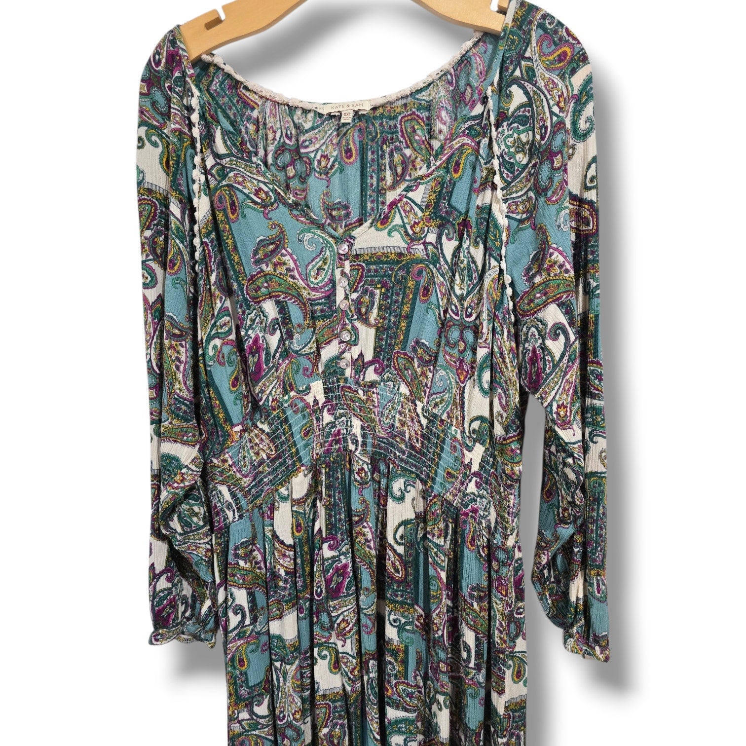 Kate & Sam Women’s Paisley Boho Midi Dress – Size XXL, gently used