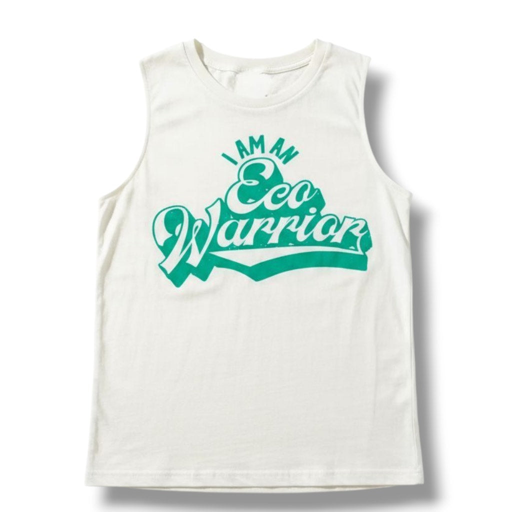 Modern Lux Eco Warrior Graphic Tank Top Women’s XS Cream Sleeveless NWOT