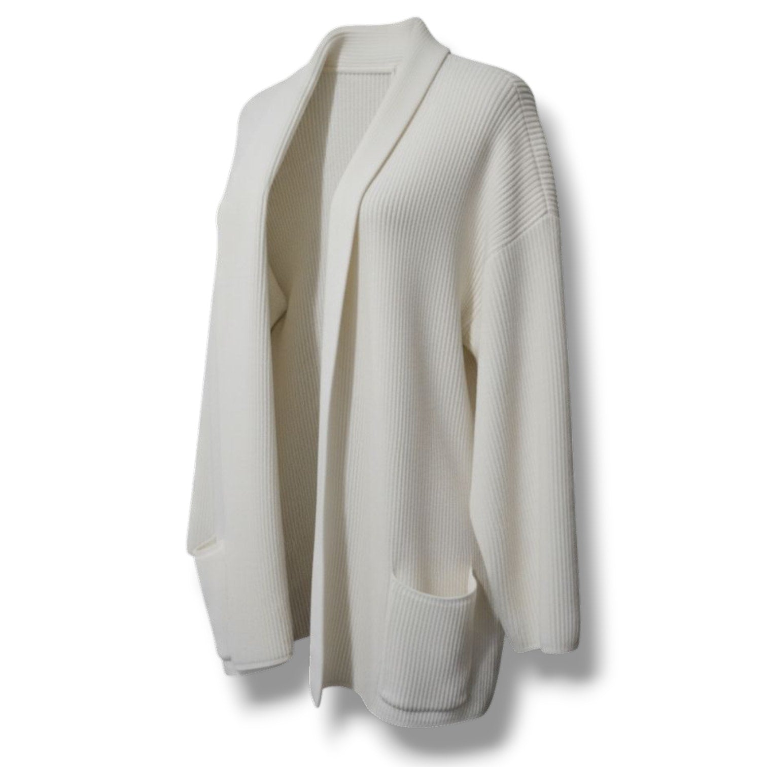 Roaman’s Women’s Vintage Cream Open Front Ribbed Cardigan - Size Medium