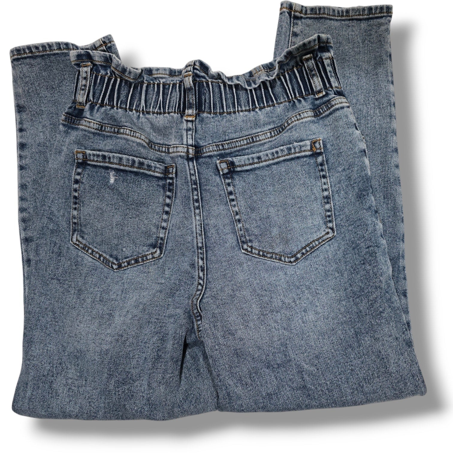Rewind Women’s Blue Wash High Rise Mom Jeans Size 5/27 Juniors Distressed Denim