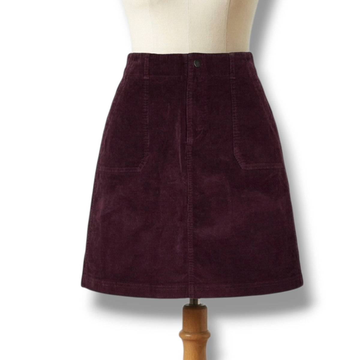 32 Degrees Heat women's Plum Burgundy Corduroy A-Line Mini Skirt Pockets Medium