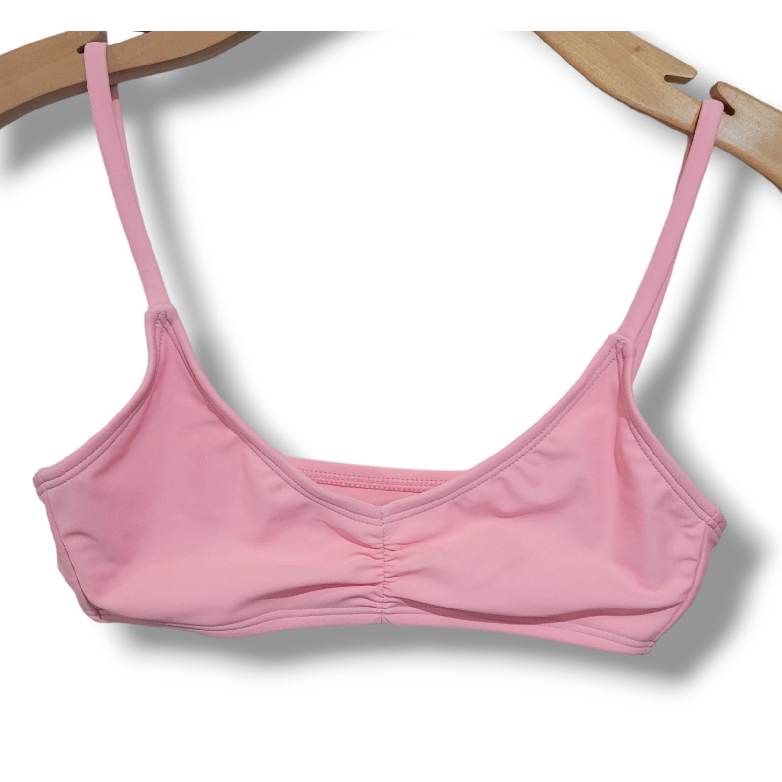 Xhilaration Juniors Pink Ruched Front Bralette Bikini Top – New, Nylon Blend