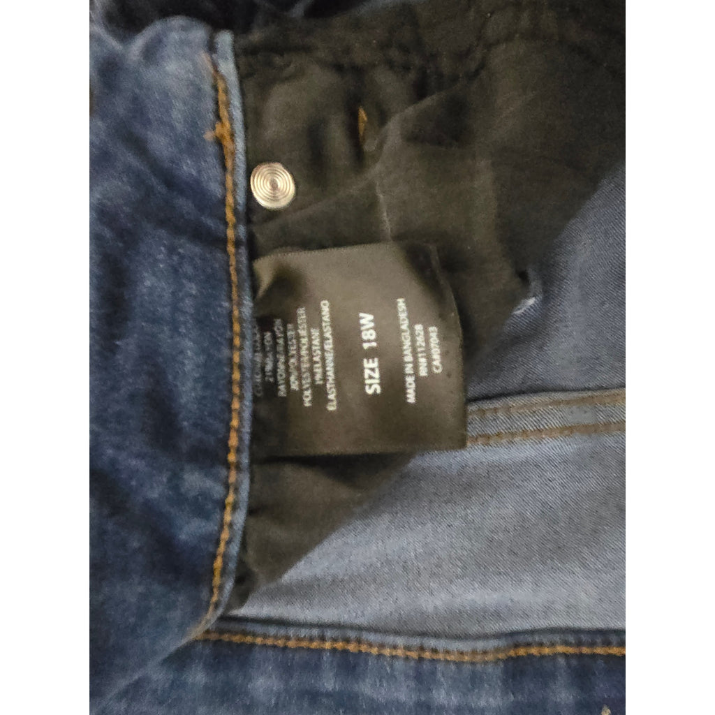 Tahari Women's Size 18W Medium Wash Exposed Button Fly Skinny Ankle Jeans