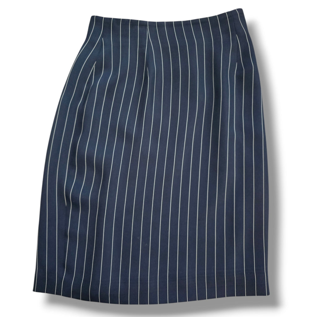 Vintage Evan-Picone Navy Blue Pinstripe Pencil Skirt Lined Size 10