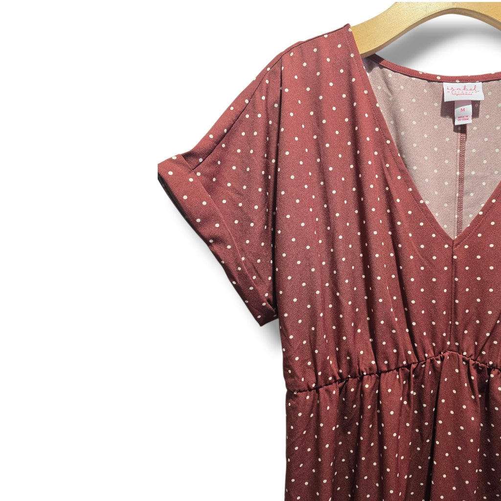Isabel By Ingrid & Isabel Maternity Women's Rust Polka Dot V-Neck Dress