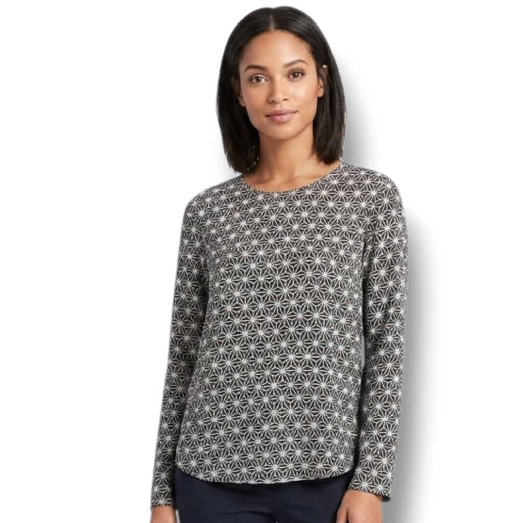 H&M Women’s Black Star Print long sleeve button back Blouse - sz 2
