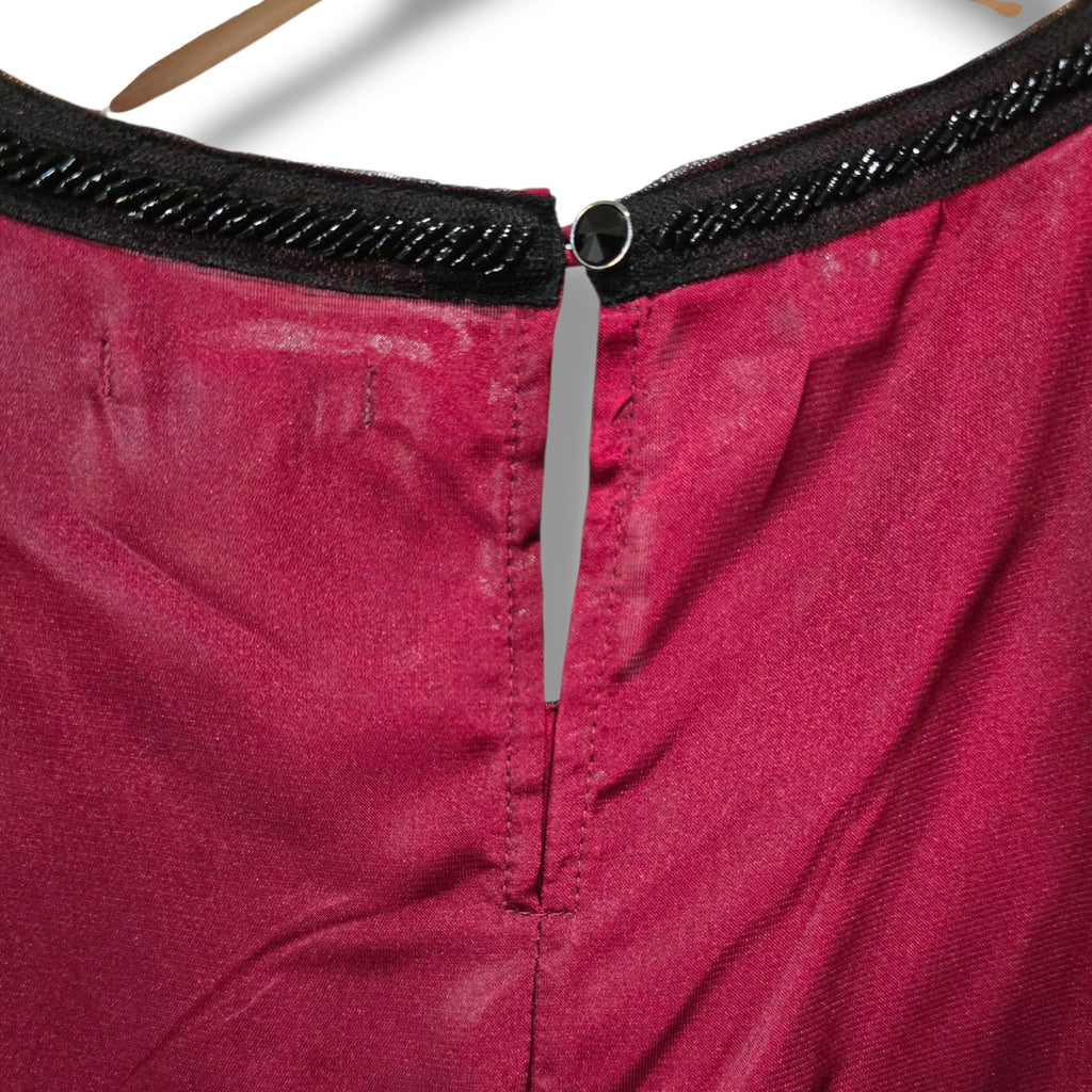 Juicy Couture Burgundy Sleeveless Peplum Top Small Satin Dressy Party Blouse