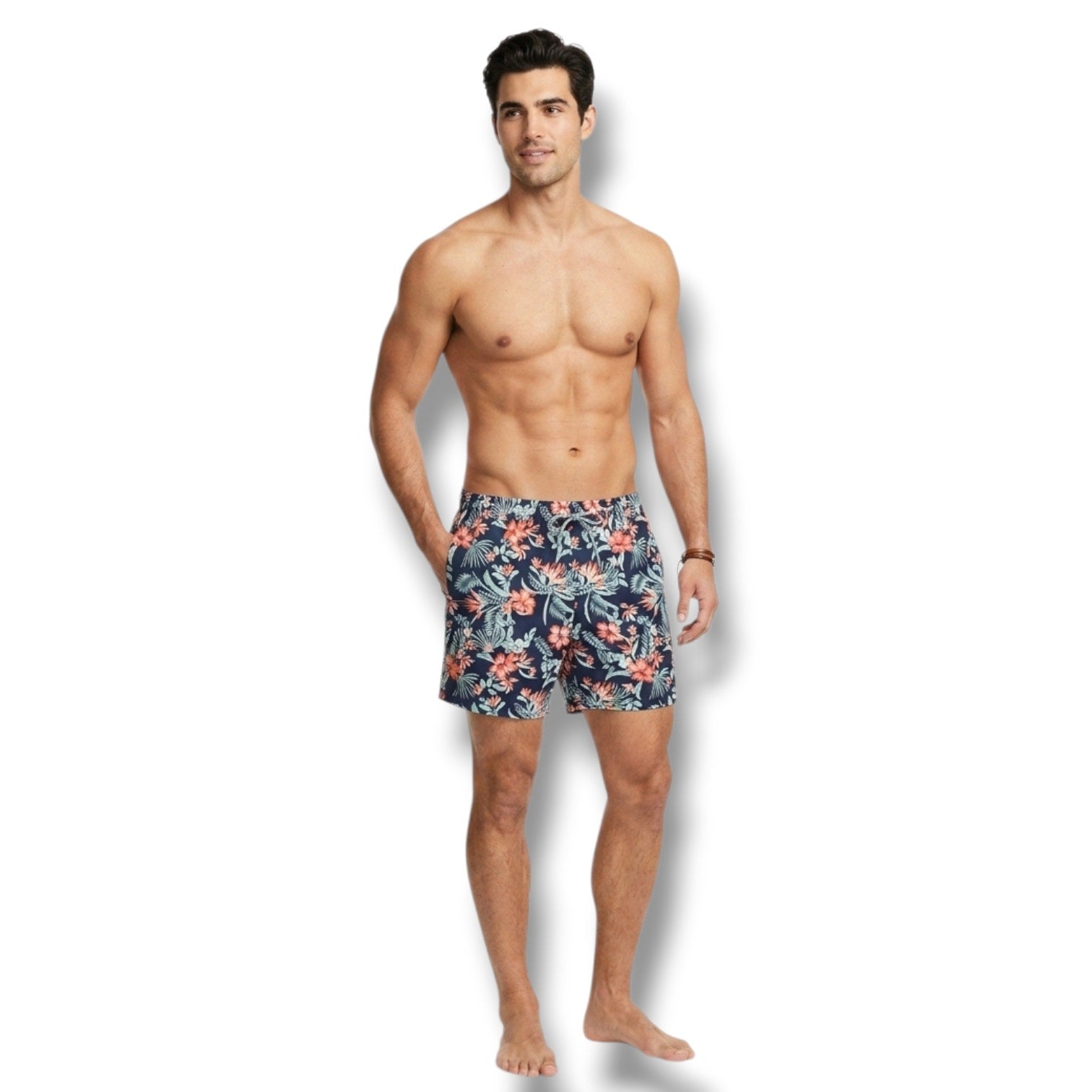 Biwisy Men’s Tropical Floral Swim Trunks – New, Size XL