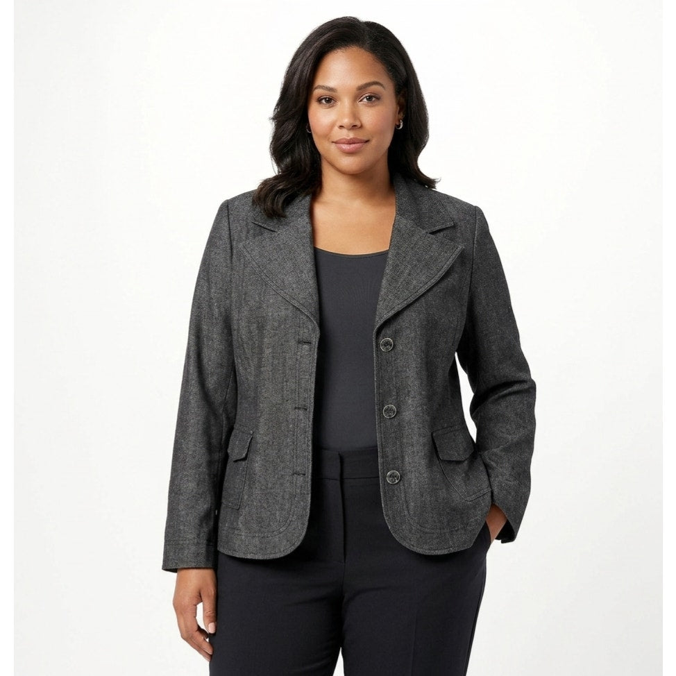 Requirements women's Plus Size vintage dark gray lurex careerwear blazer size 16