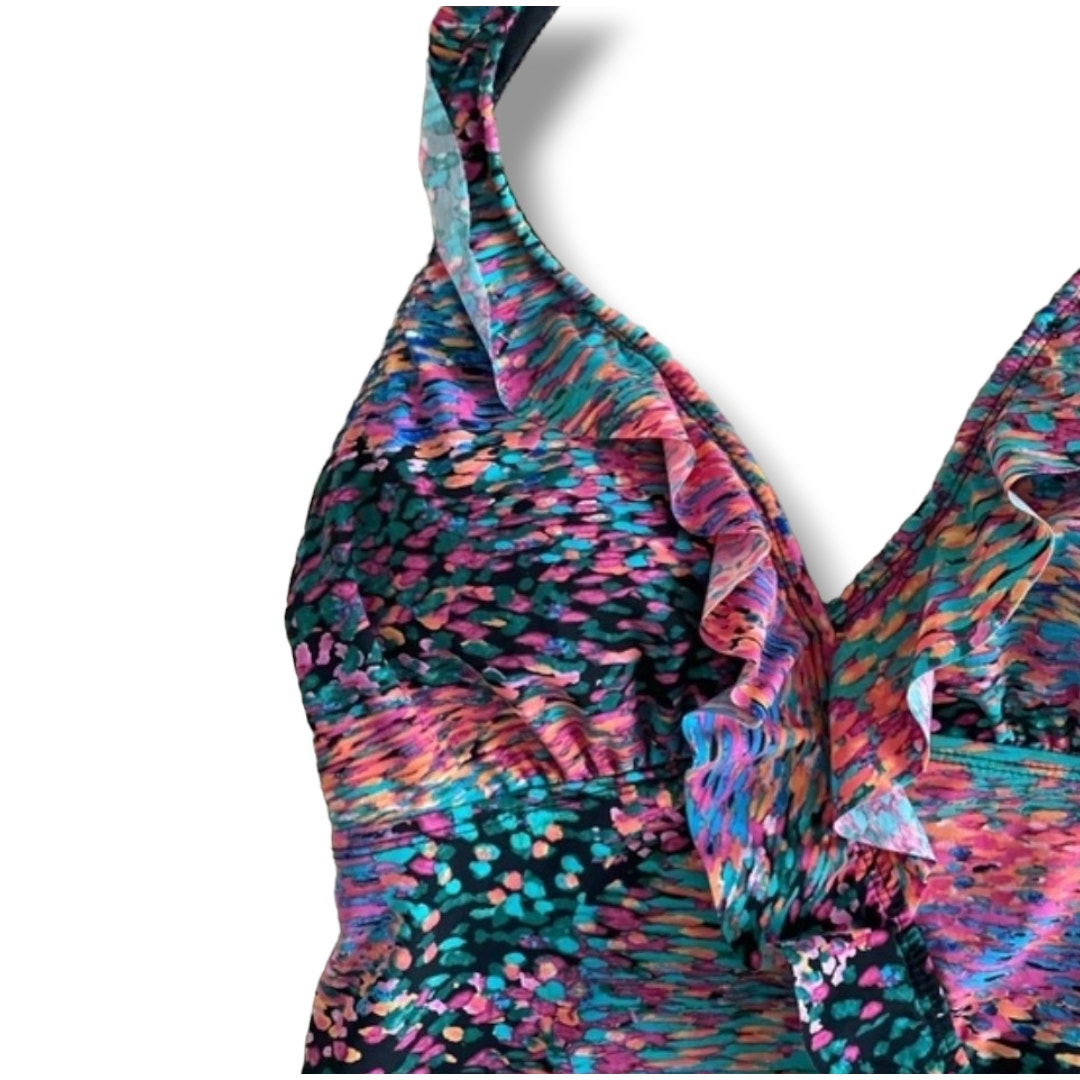 Spanx Love Your Assets Sara Blakely Women’s Ruffled Halter Tankini Swim Top Small