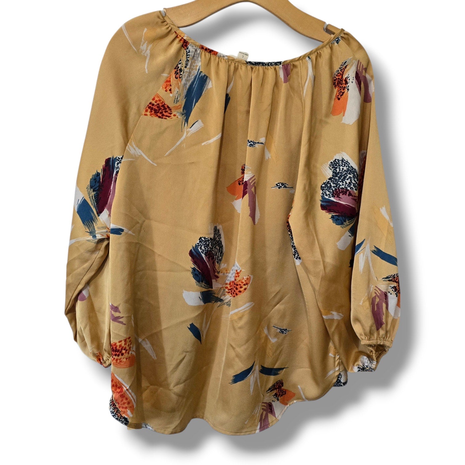 Lovestitch women's Mustard Floral Tassel Blouse Large