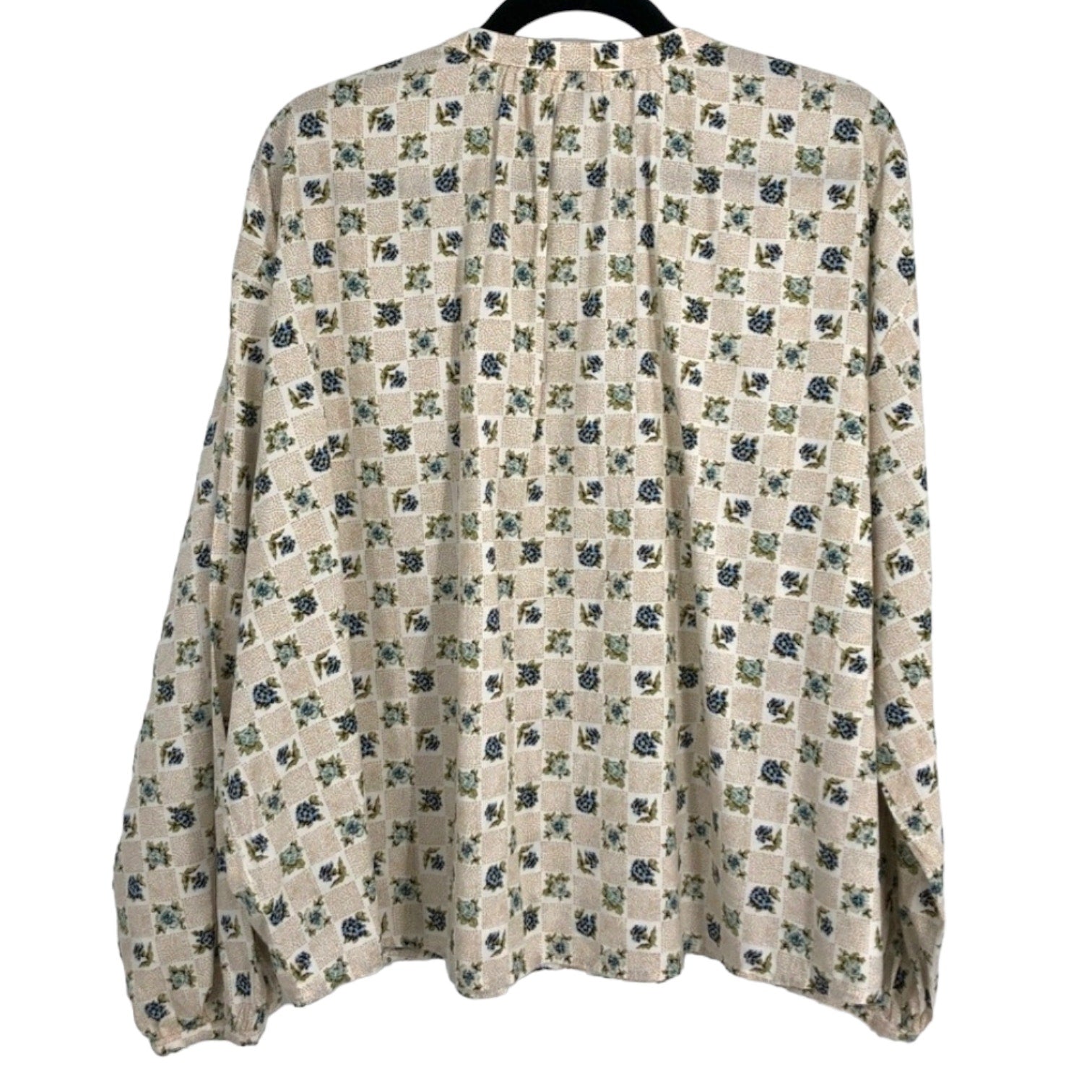 Universal Thread Women's Long Sleeve Balloon Poet Blouse Cream Floral