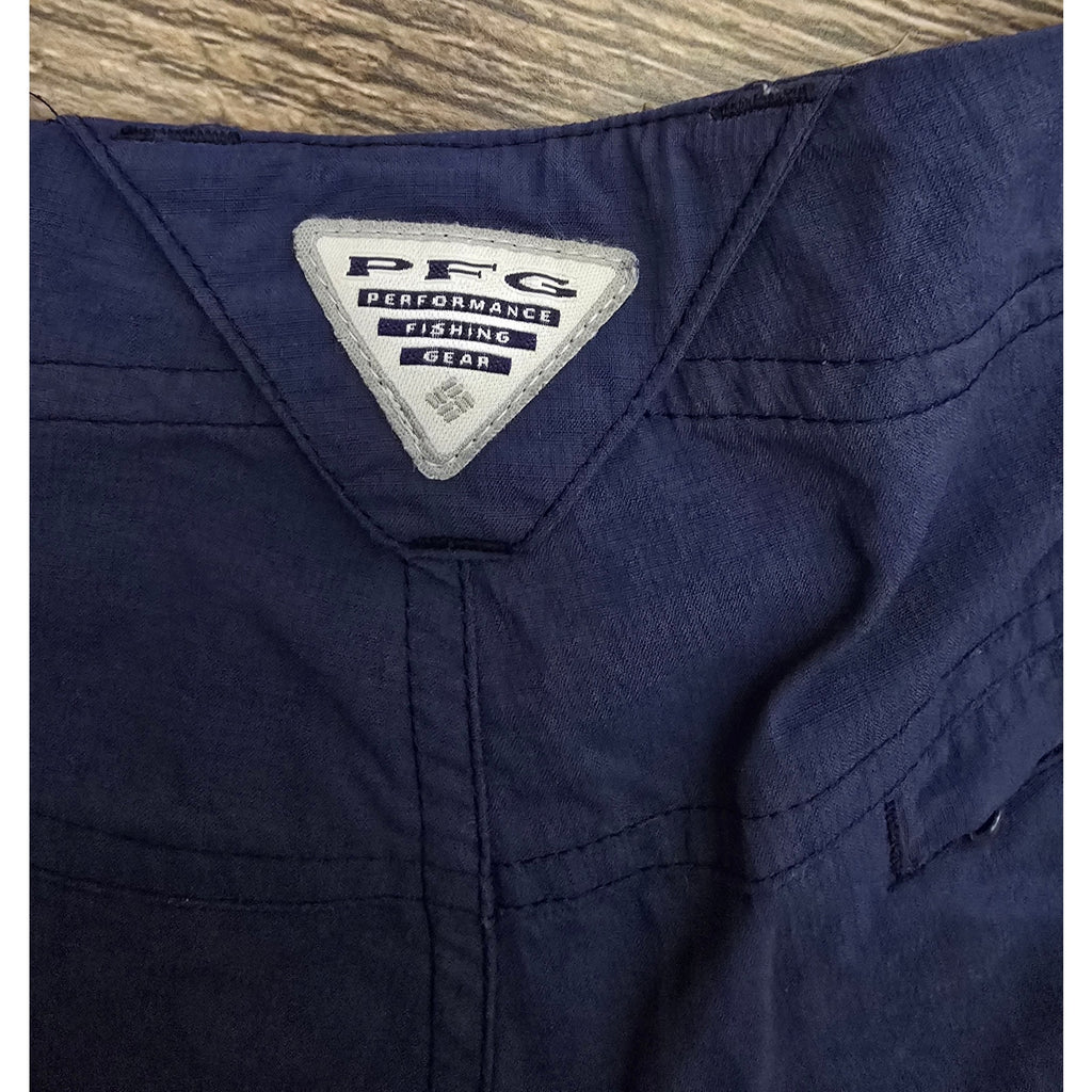 Columbia PFG Omni-Shade Navy Blue Convertible Roll-Up Hiking Fishing Pants 4 Reg