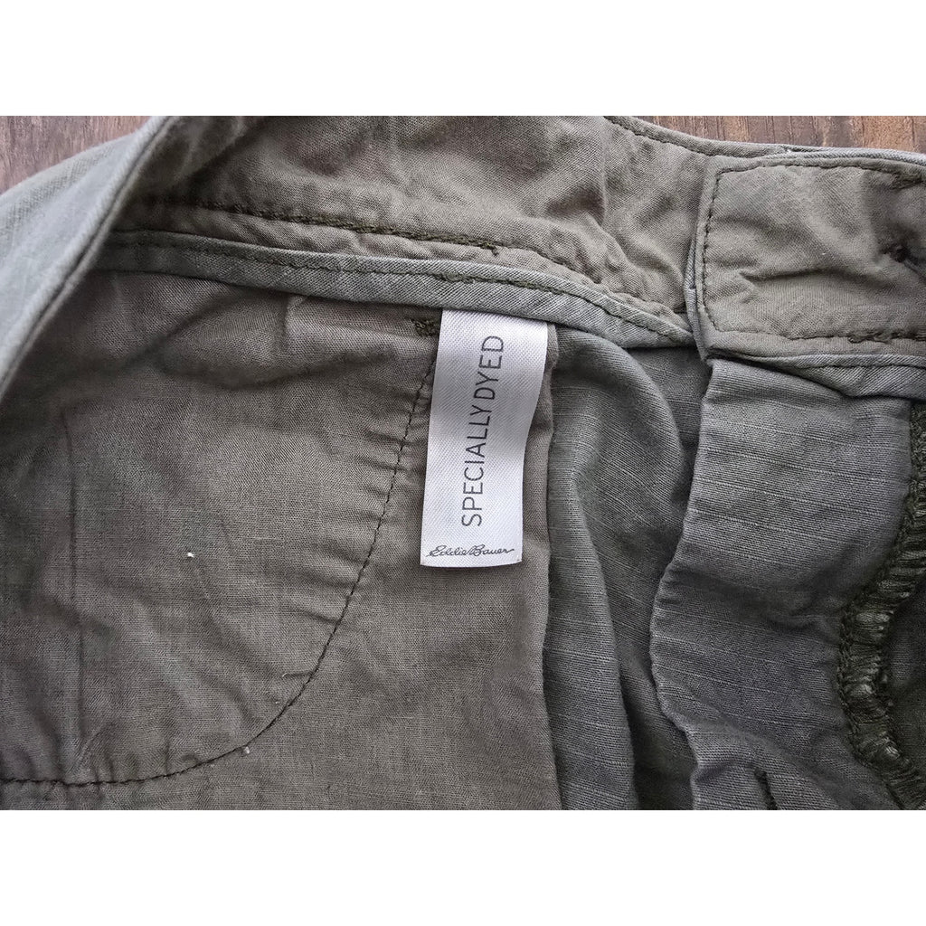 Eddie Bauer Women's Size 10 Specially Dyed Olive Green Cargo Outdoor Shorts