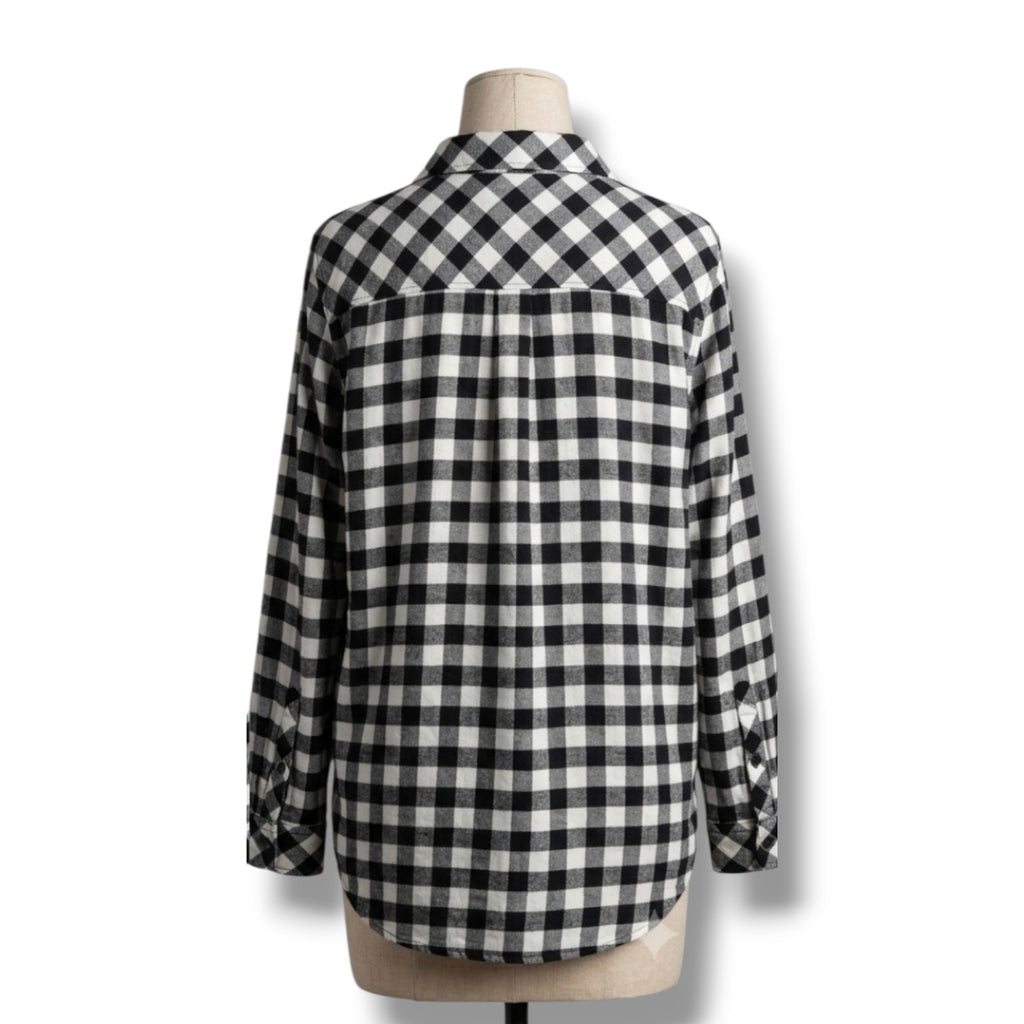 Torrid Size 3 Black White Buffalo Plaid Button Down Flannel Shirt Plus Size