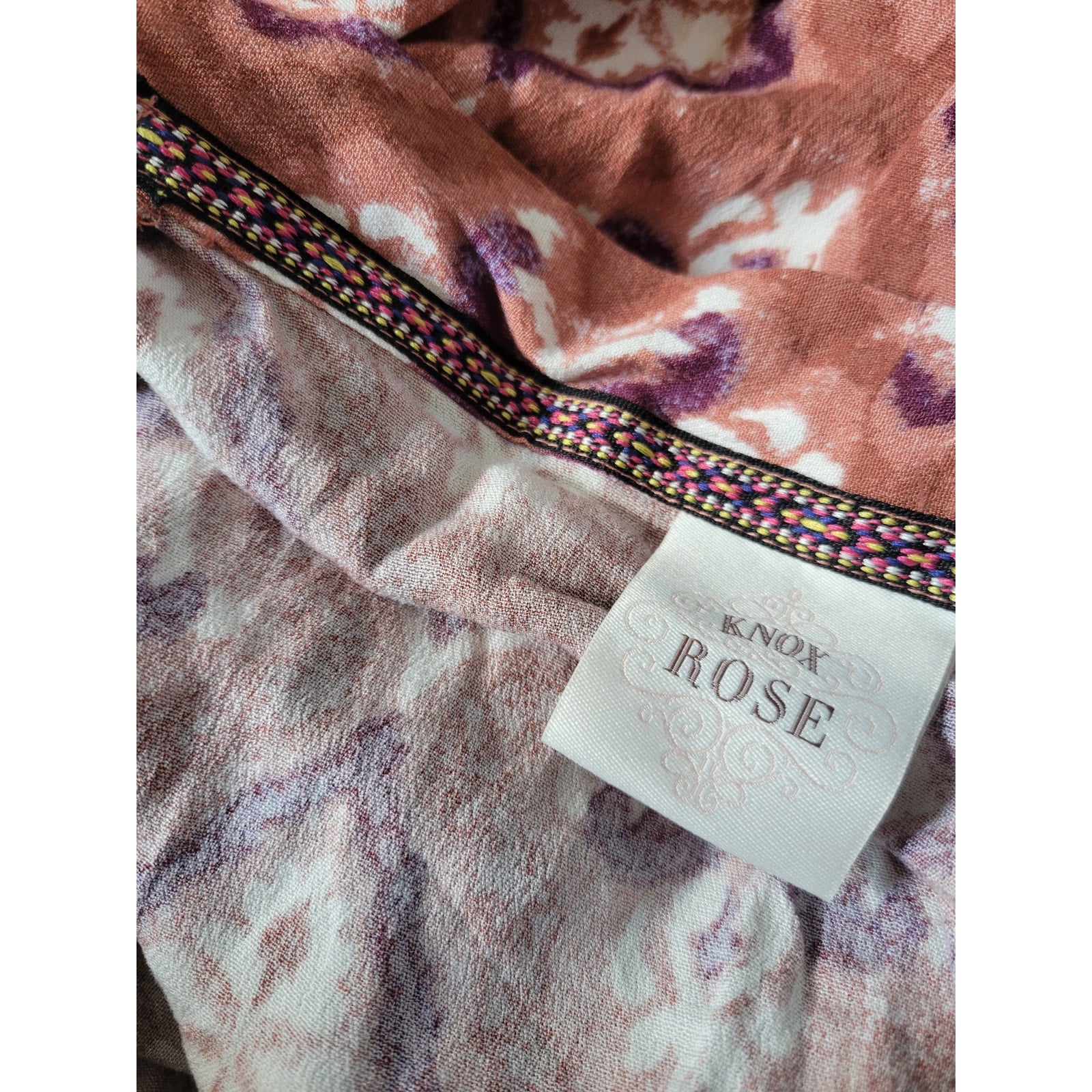 Knox Rose Mauve Boho Print Open Kimono Cardigan – XS/Small