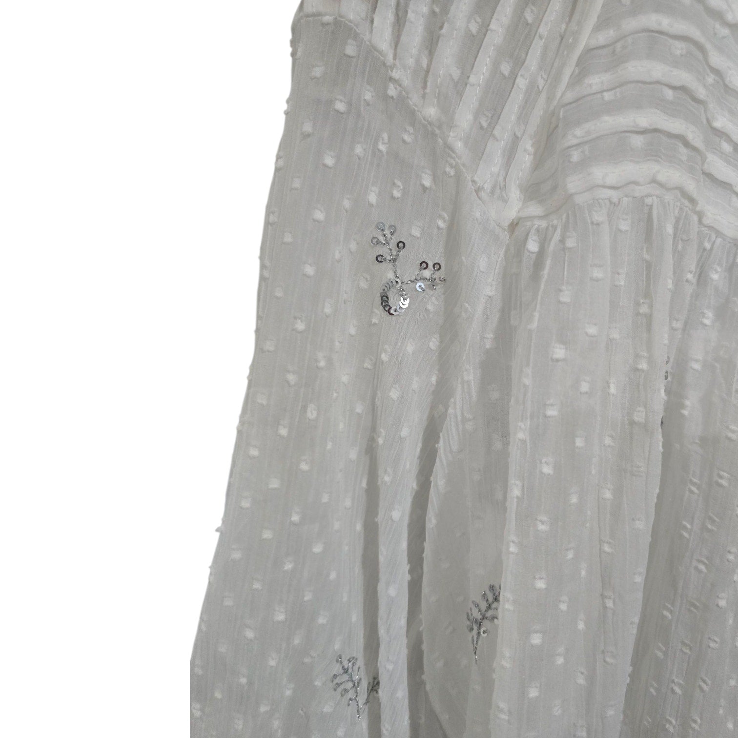 LC Lauren Conrad Women’s White Eyelet Embroidered Peasant Blouse Size Medium