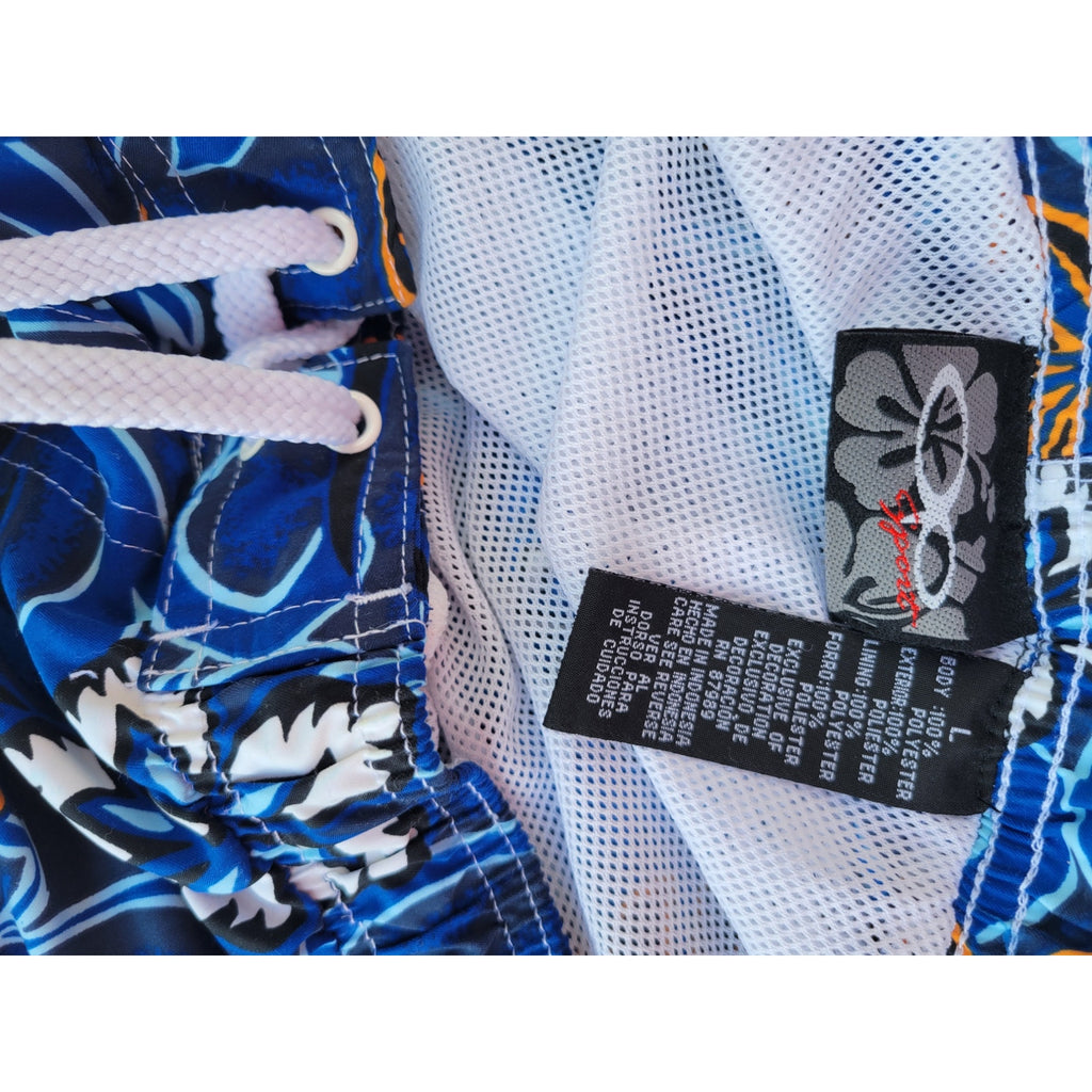 Ocean Pacific OP Sports Men’s Blue Floral Swim Trunks – Size Large