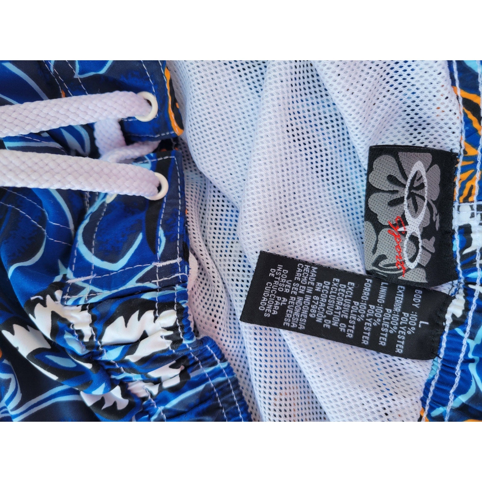 Ocean Pacific OP Sports Men’s Blue Floral Swim Trunks – Size Large