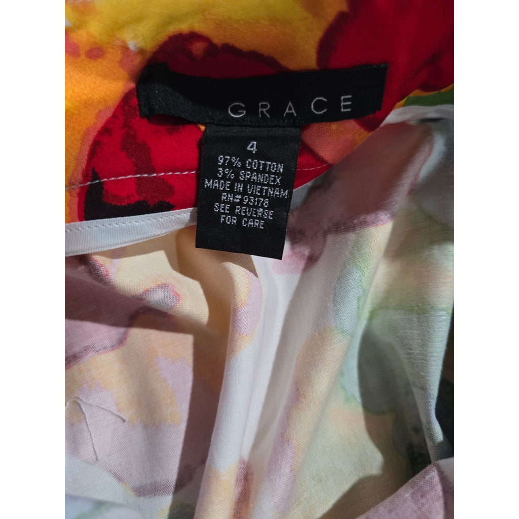 Grace Women’s Watercolor Floral Straight Zip-Up Skirt – Size 4