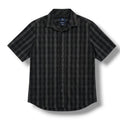 George Men's Plaid Short Sleeve Button Down Shirt M Black Gray Classic Fit