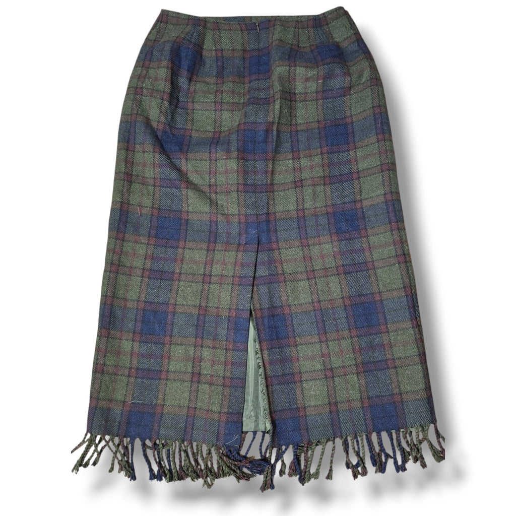 Worthington women's Petite Plaid Fringe Midi Skirt -8P