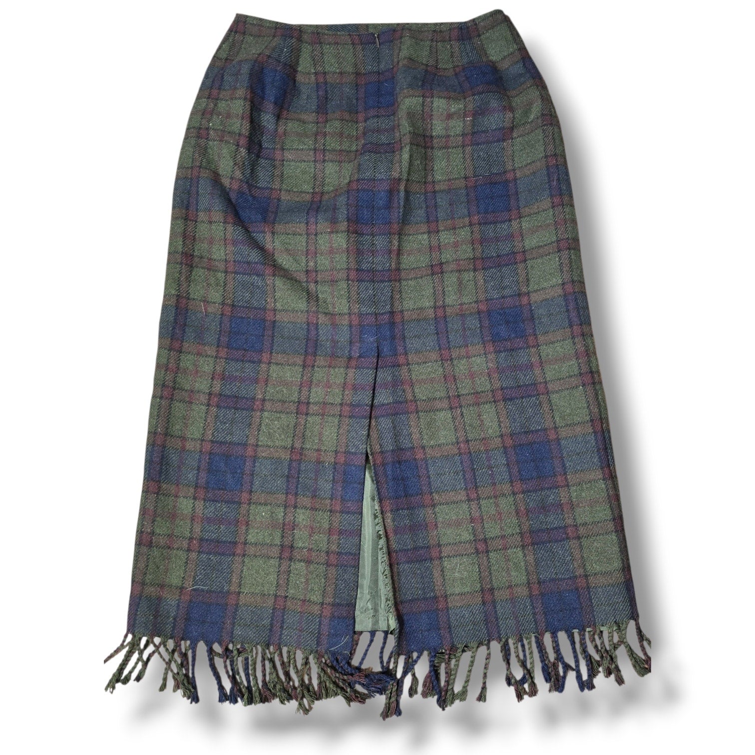 Worthington women's Petite Plaid Fringe Midi Skirt -8P