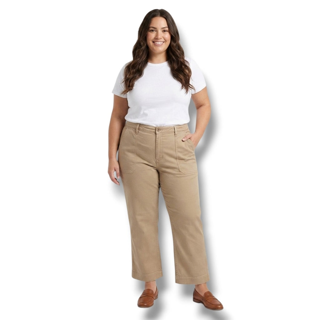 Universal Thread Women's Plus Size Khaki high rise wide leg denim Jeans - 16R
