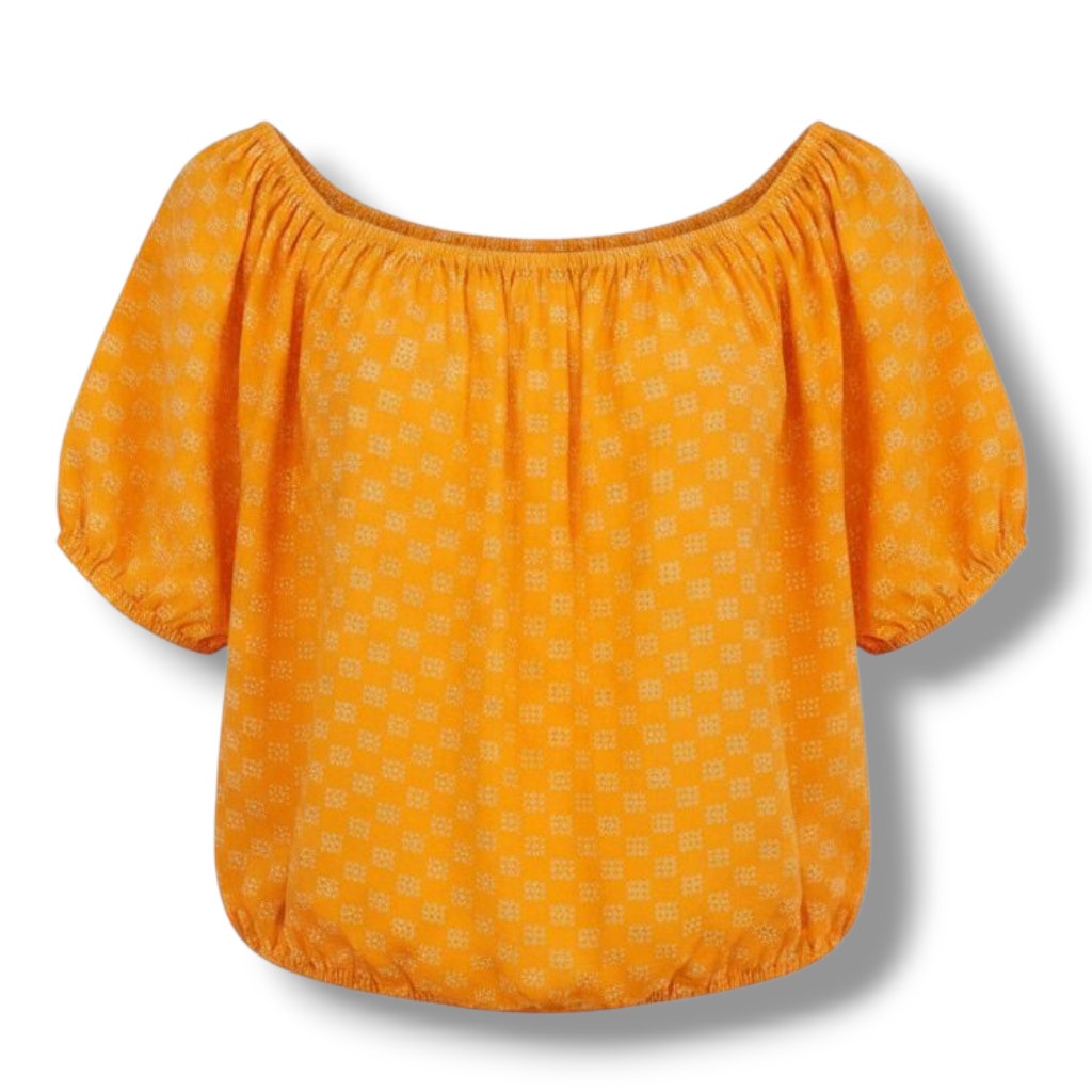 Ava & Viv Plus Size Orange Puff Sleeve Blouse Women’s 14W Linen Rayon NWOT