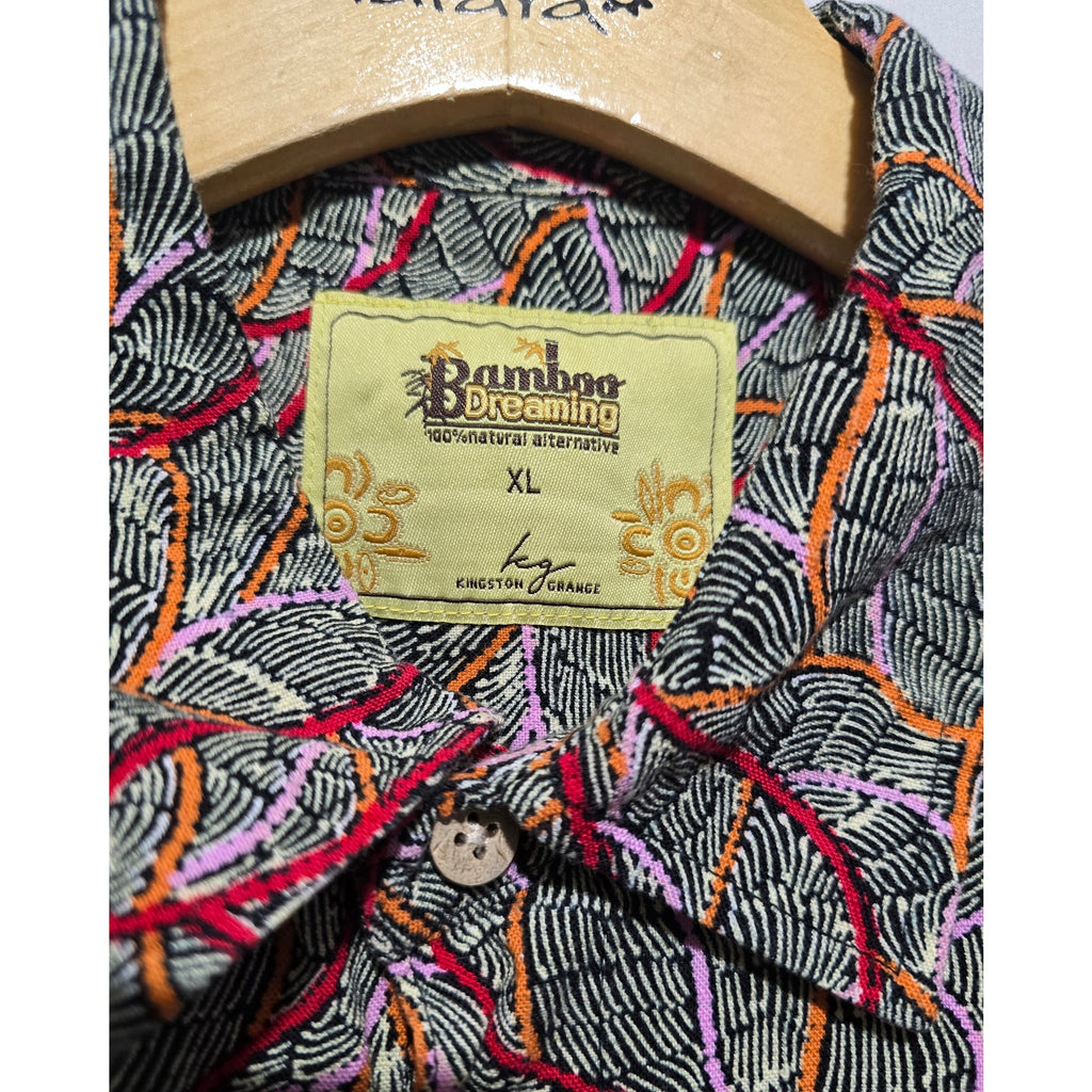 Bamboo Dreaming by Kingston Grange Mens XL Abstract Geometric Short Sleeve Shirt