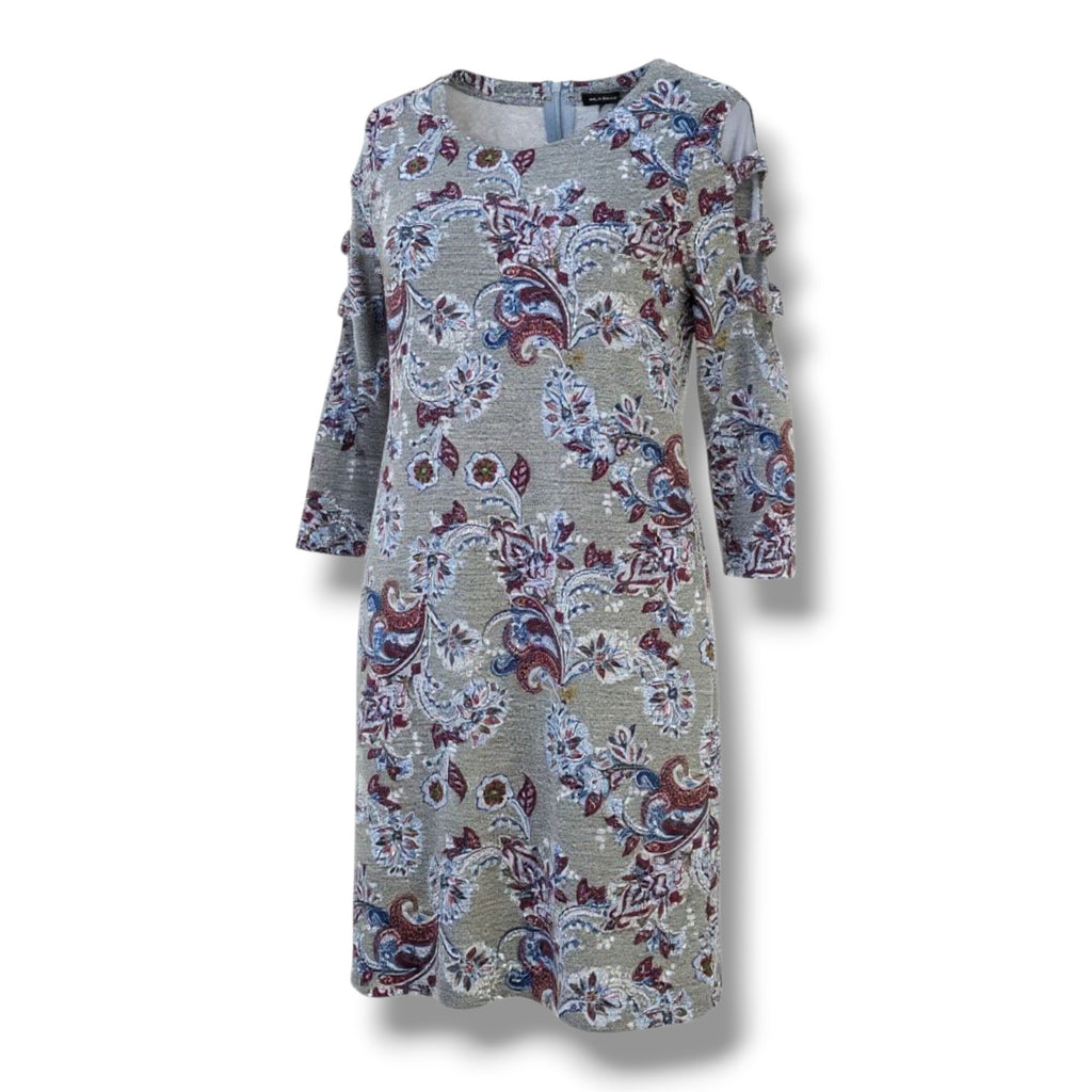 Apt 9 Women’s Small Paisley Swing Dress Lattice Sleeve Boho Chic