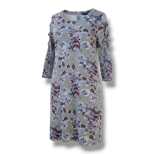 Apt 9 Women’s Small Paisley Swing Dress Lattice Sleeve Boho Chic
