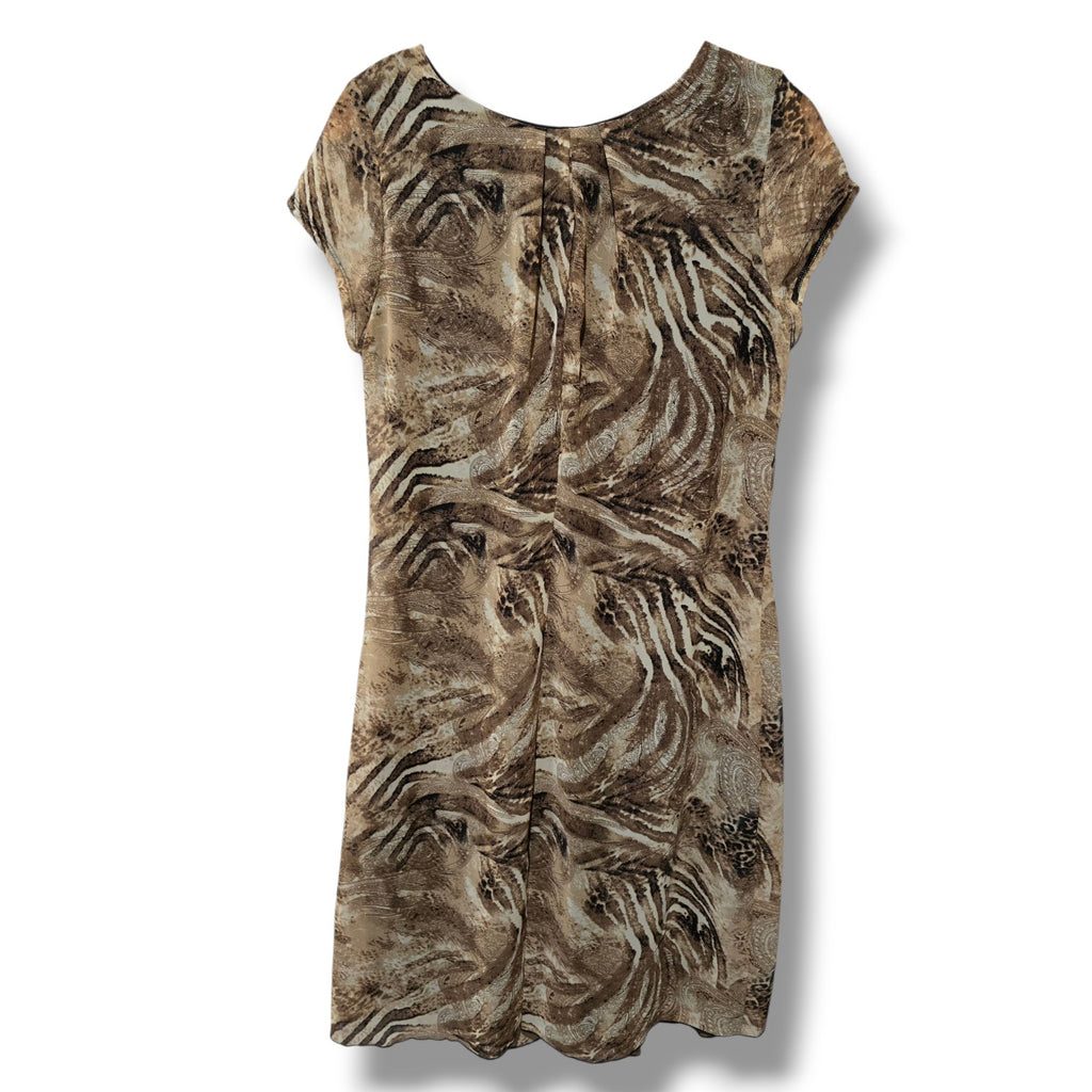 Voir Voir Women’s Animal Print Dress with Black Accent Detail – Size 12