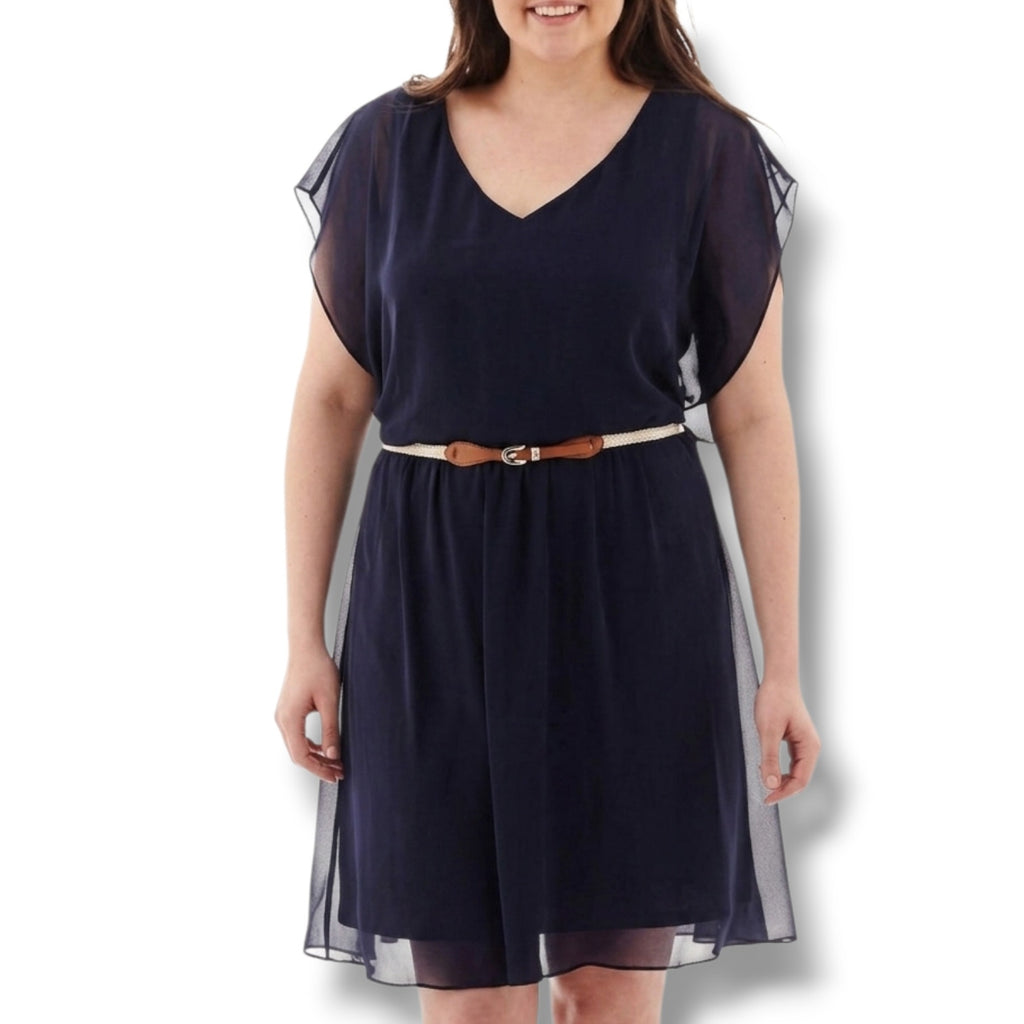 by & by Juniors plus size blue Sleeveless Belted Dress 3x