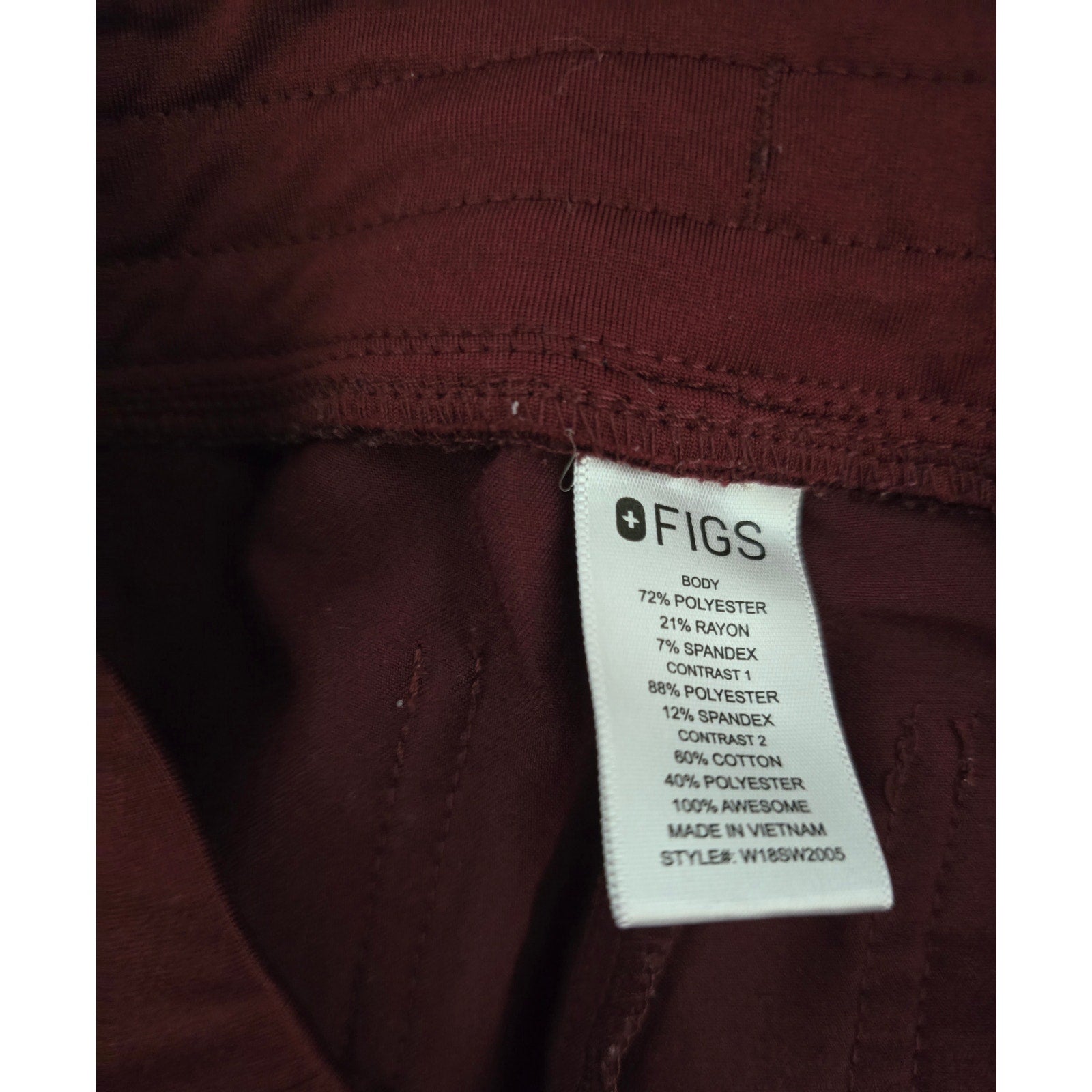 FIGS women's Technical Collection Maroon Jogger Scrub Pants xs