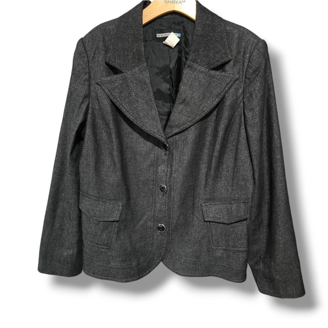 Requirements women's Plus Size vintage dark gray lurex careerwear blazer size 16
