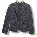 Cabi Women's Size 6 Black Blue Textured Knit Zip Front Blazer Jacket