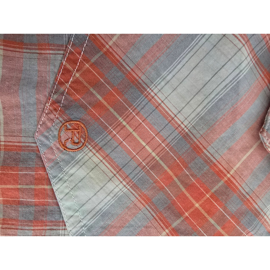 Roper Wear the West Mens Coral Plaid Paisley Trim Pearl Snap Western Shirt Large