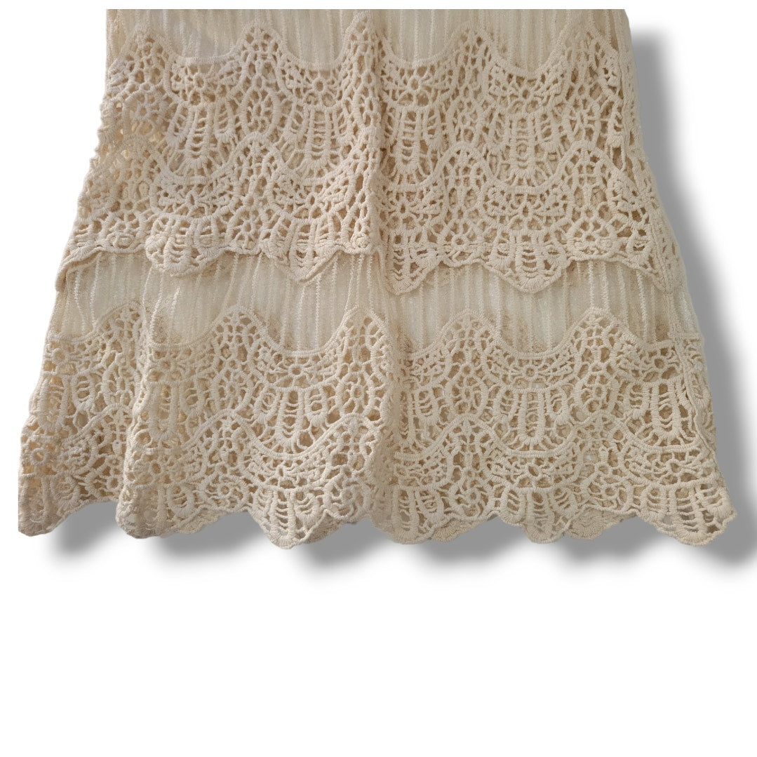 Forever 21 Contemporary Beige Crochet Sleeveless Top – Size XS