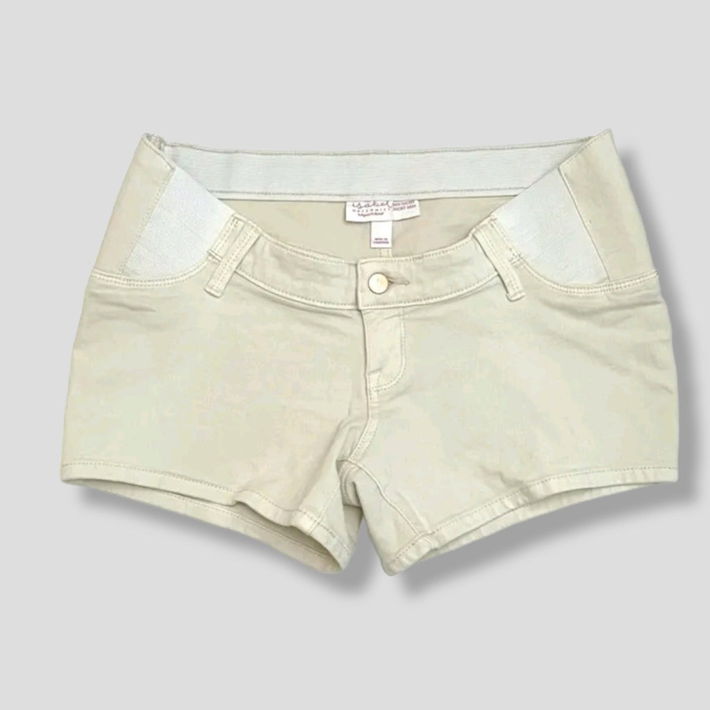 Isabel Maternity by Ingrid & Isabel Cream Denim Maternity Midi Shorts - Size 12