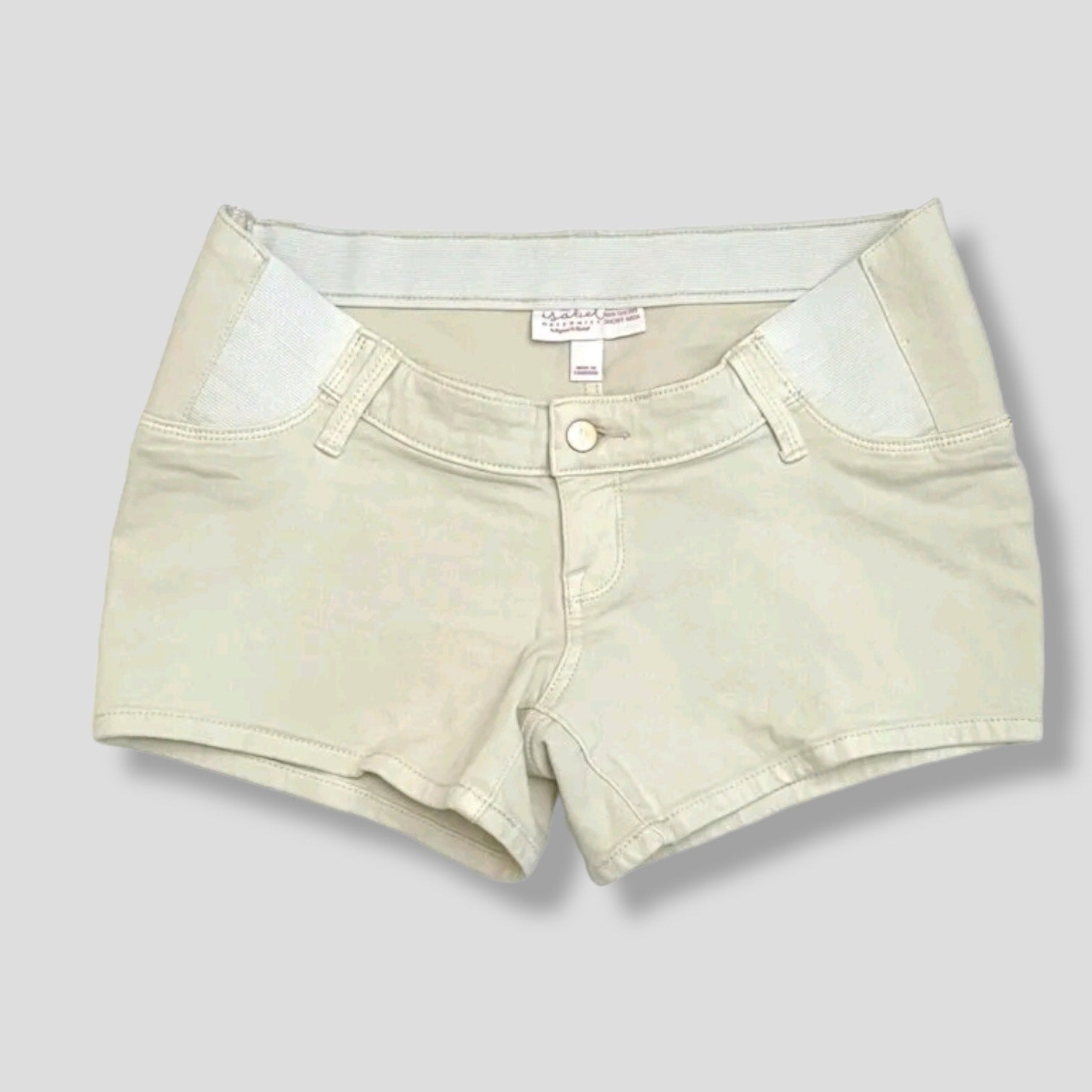 Isabel Maternity by Ingrid & Isabel Cream Denim Maternity Midi Shorts - Size 12