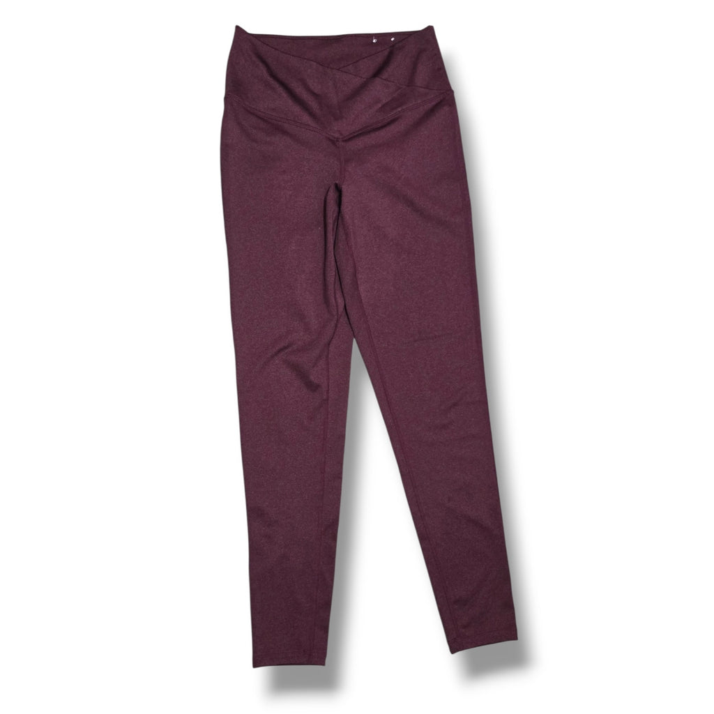 Jenni Intimates Women's Medium Maroon Heather Crossover Waist Leggings