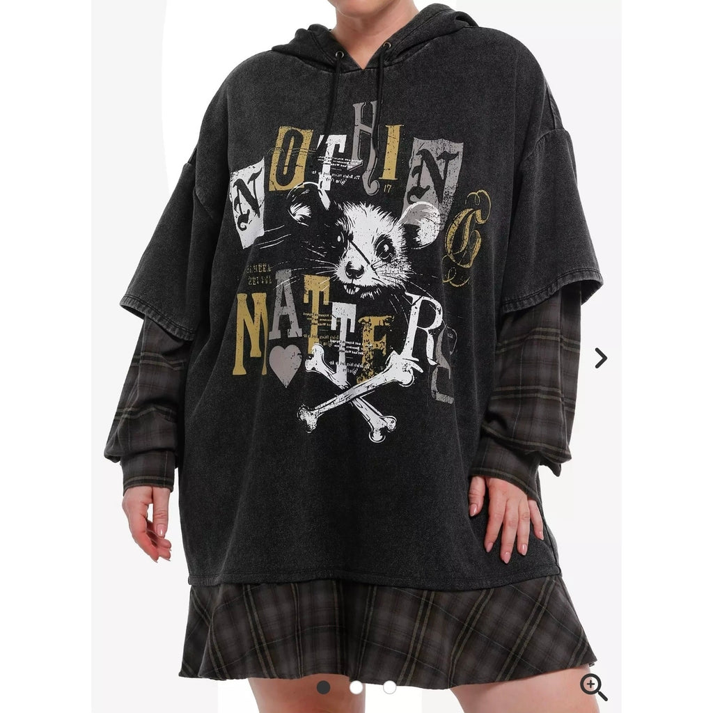 Hot Topic women's Nothing Matters Flannel Twofer Hoodie Dress