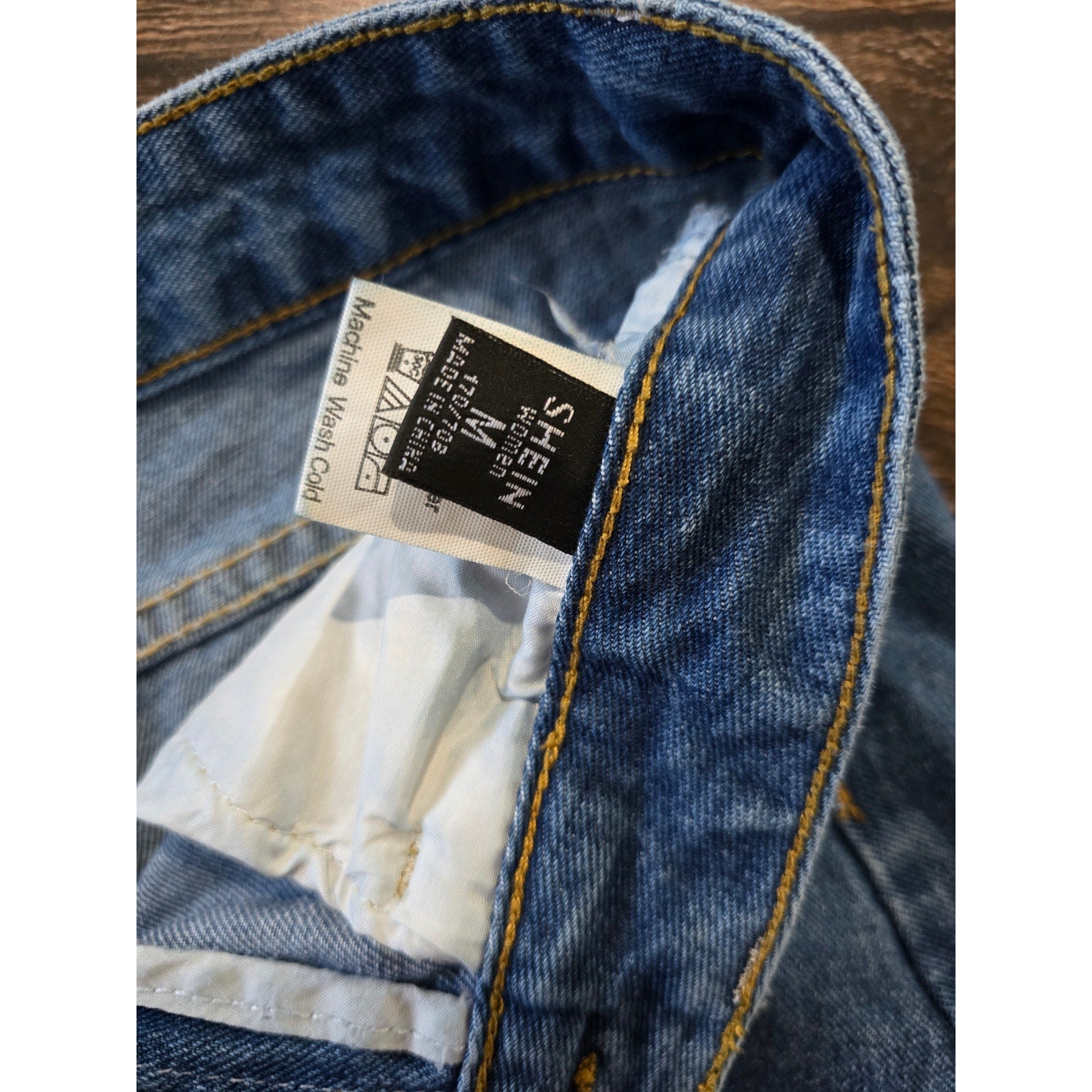 SHEIN Distressed High-Waisted Cuffed Denim Jean Shorts Medium