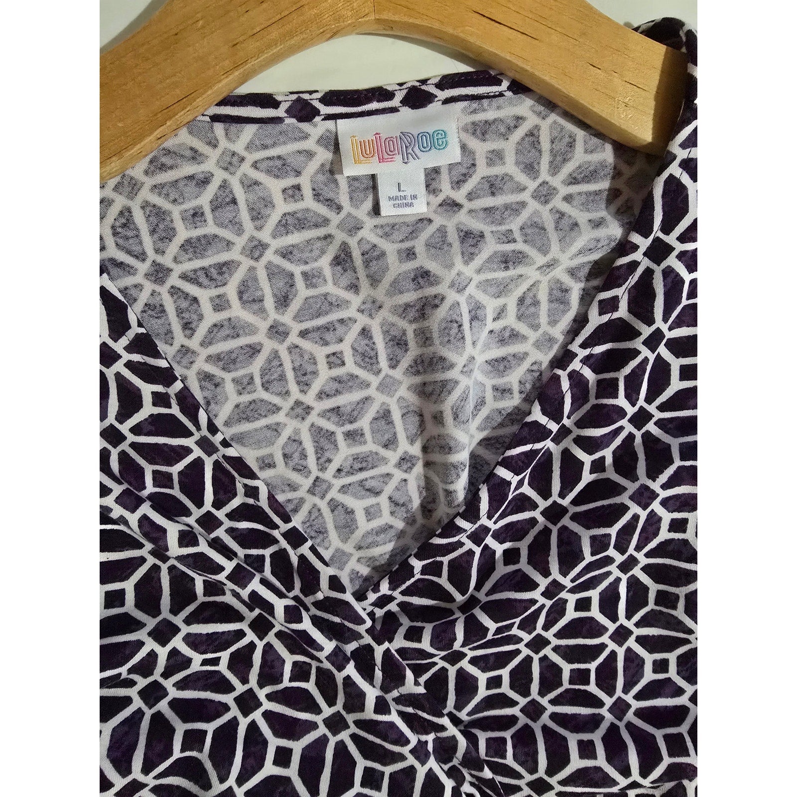 LuLaRoe Women’s Geometric Wrap Dress Purple White Size Large